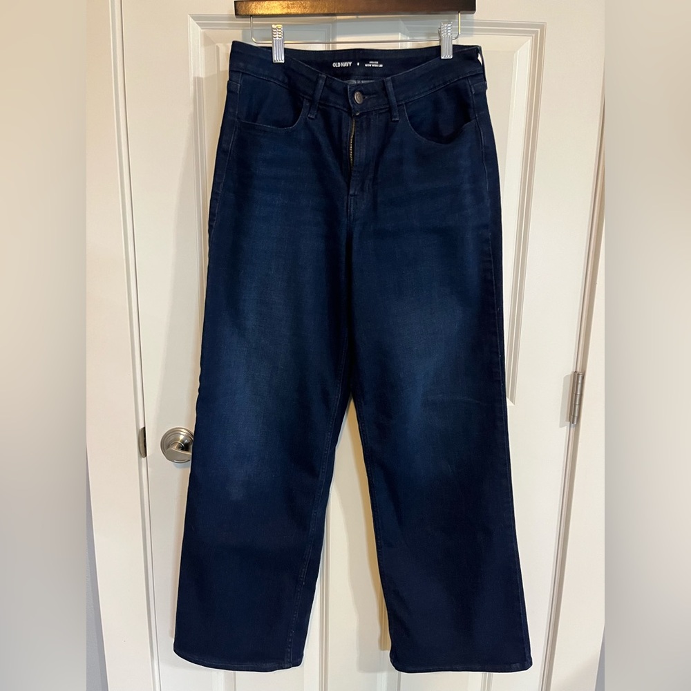 Old Navy Women’s Deep Indigo Relaxed Wide Leg Jeans size 8